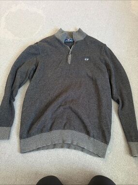 Vineyard Vines Men's Charcoal Gray Quarter-Zip Pullover